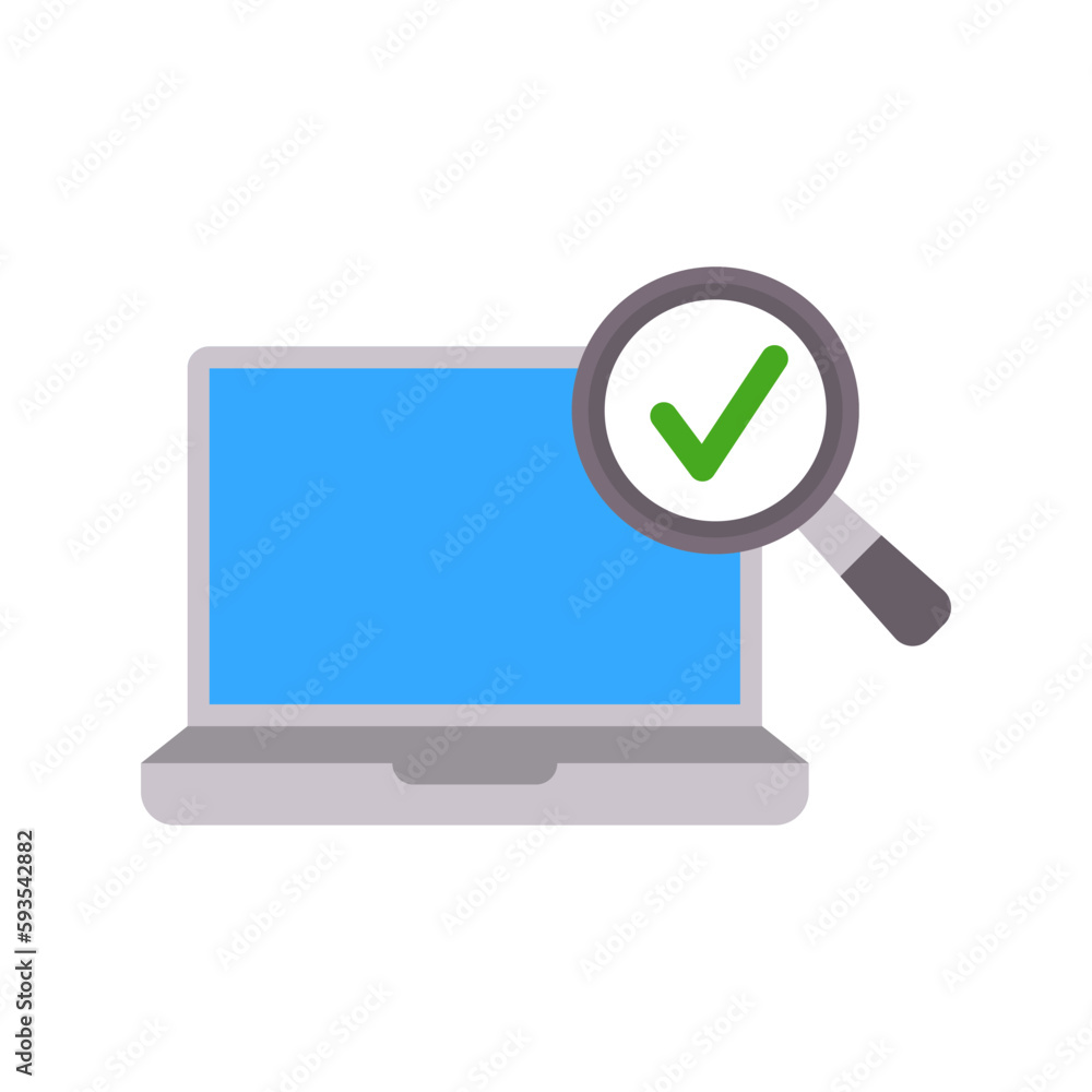Laptop with magnifying glass, isolated on white background. Internet search concepts. Laptop with magnifying glass, isolated on white background. Internet search concepts.