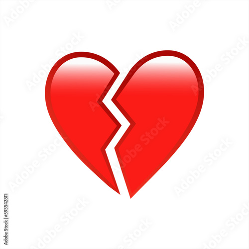 Broken heart emoji vector icon on white background. Flat vector broken heart emoji icon symbol sign from modern emoji collection for mobile concept and web apps design. Vector