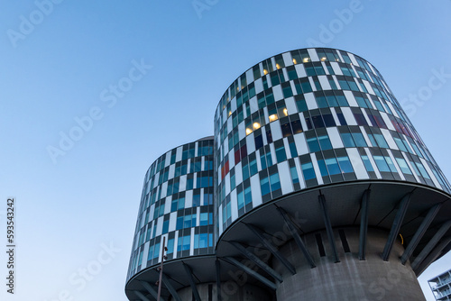 Canvastavla Copenhagen, Denmark  The Portland Towers buildings in the Nordhavn district in the early morning