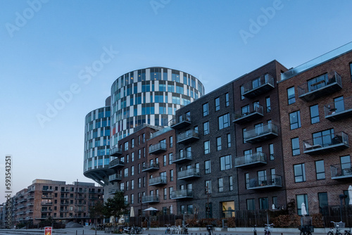 Photography Copenhagen, Denmark The Portland Towers buildings in the Nordhavn district in the early morning