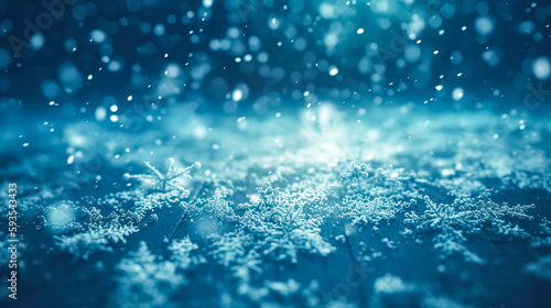 Abstract winter background with snowflakes  generative AI.