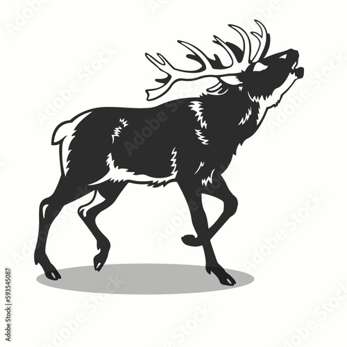 Red Dear silhouettes and icons. Black flat color simple elegant Red Dear animal vector and illustration.