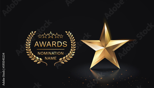 Awards nomination name podium, golden prize event, scene star ceremony. Vector