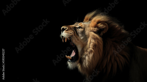 majestic lion roars  photorealistic portrait. Generative art