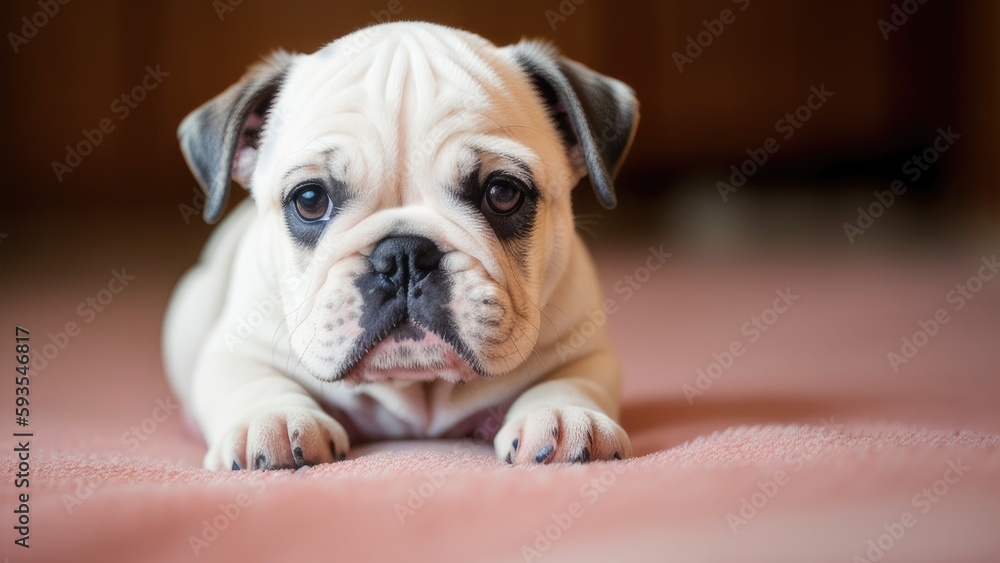 english bulldog puppy on a gray background