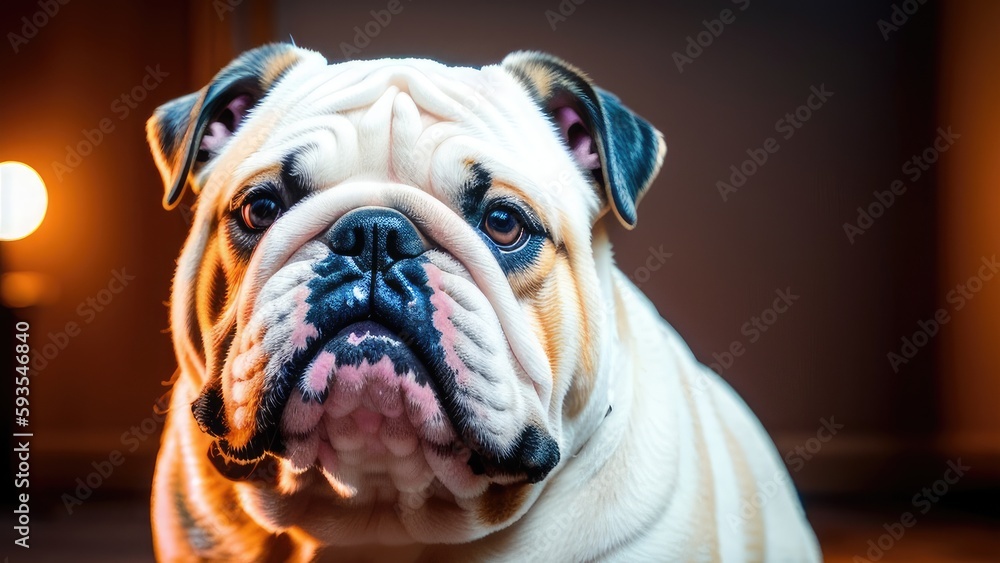 english bulldog on a brown background