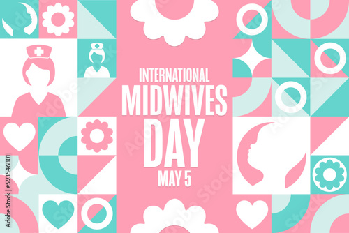 International Midwives Day. May 5. Holiday concept. Template for background, banner, card, poster with text inscription. Vector EPS10 illustration.