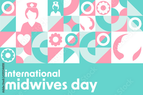 International Midwives Day. May 5. Holiday concept. Template for background, banner, card, poster with text inscription. Vector EPS10 illustration.