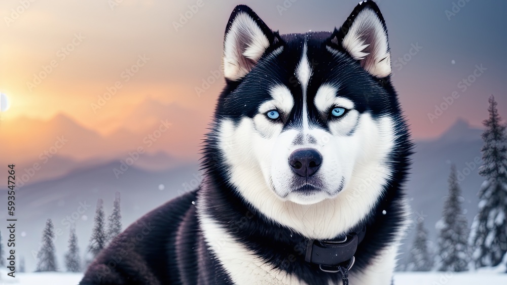 siberian husky dog in snow