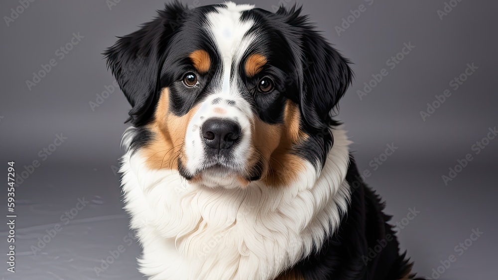 Bernese Mountain Dog on a gray background Bernese Mountain Dog on a gray background