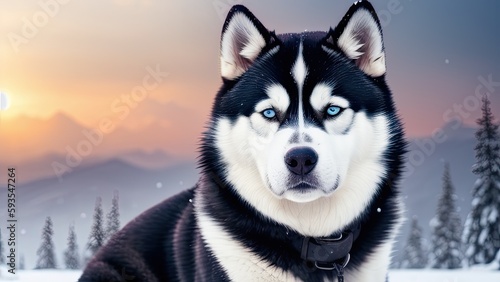 siberian husky dog in snow