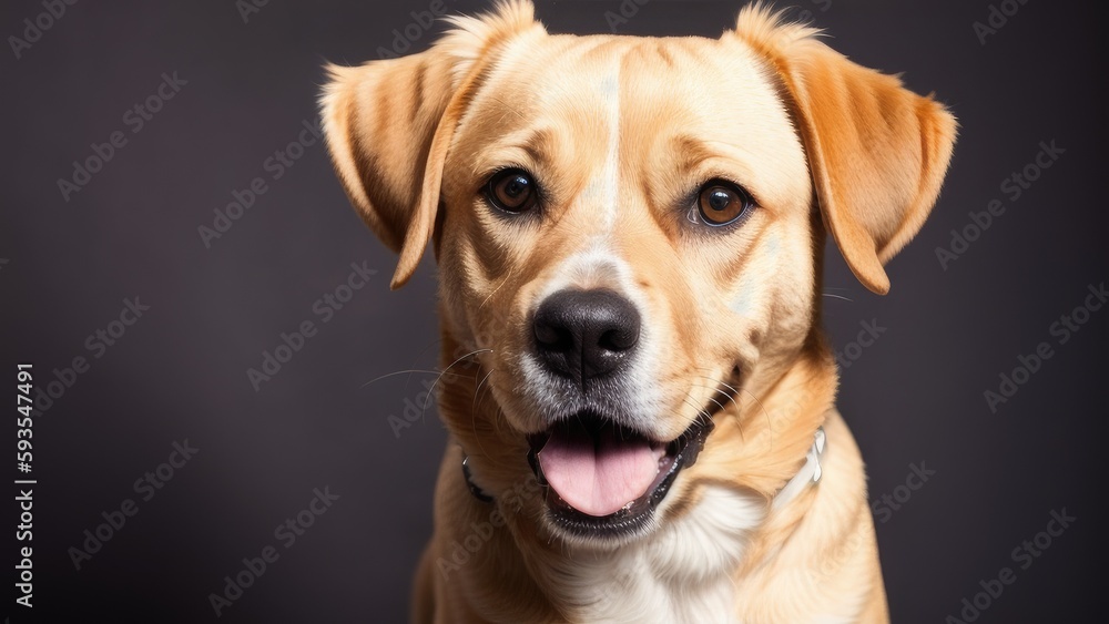 golden retriever on a gray background