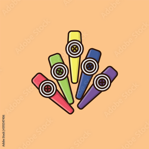 Five colorful Kazoos vector illustration for Kazoo Day on January 28