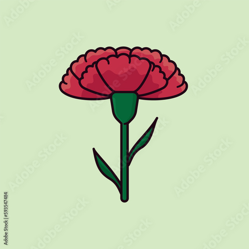 Red carnation flower vector illustration for Carnation Day on January 29