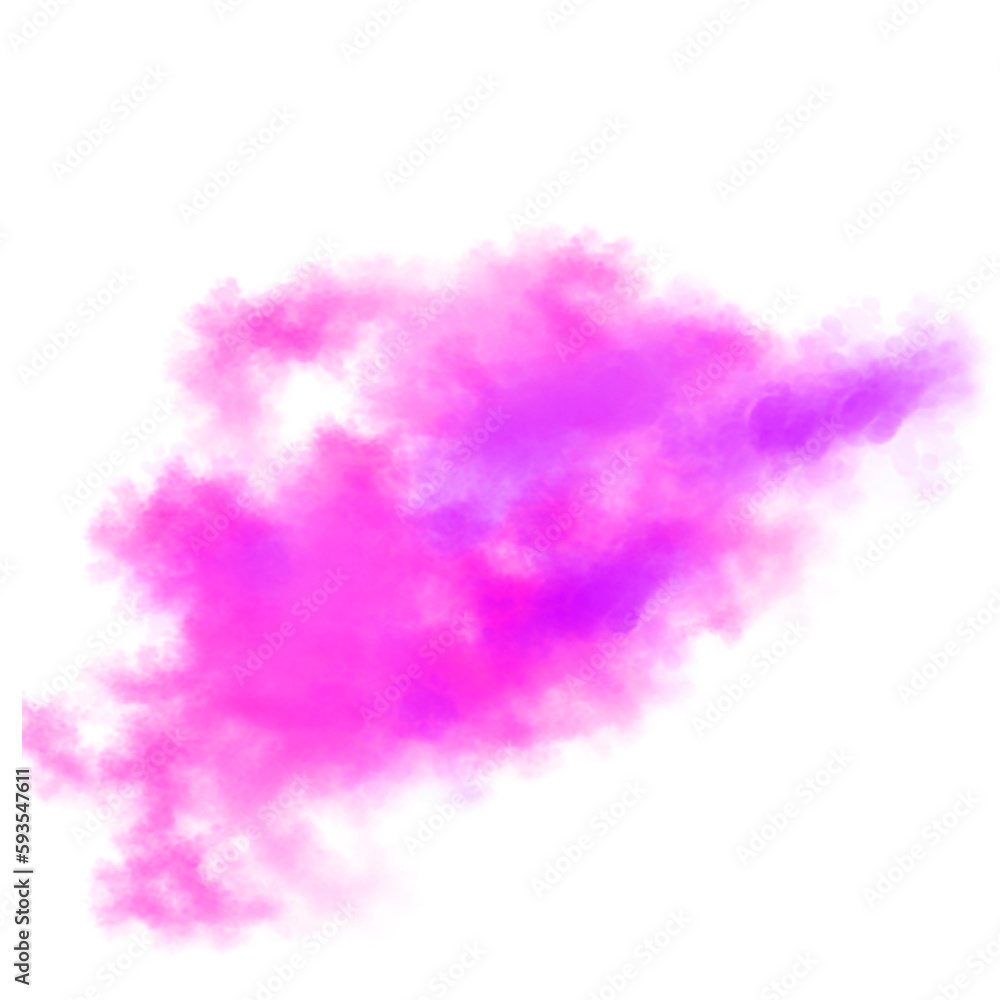 Abstract artistic powder paint. Motion of abstract pink dust. purple smoke. Watercolor spot.