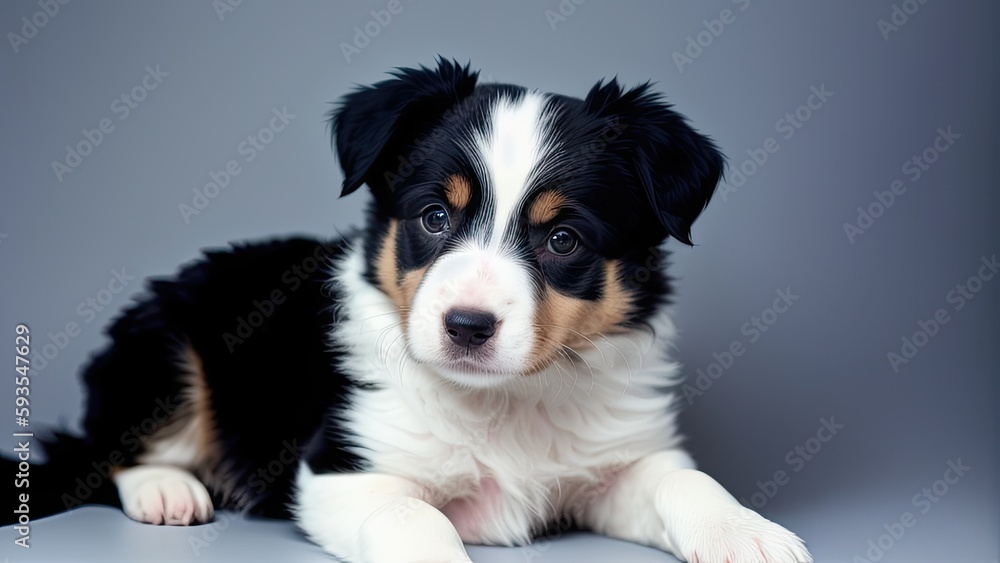 border collie puppy on a gray background border collie puppy on a gray background