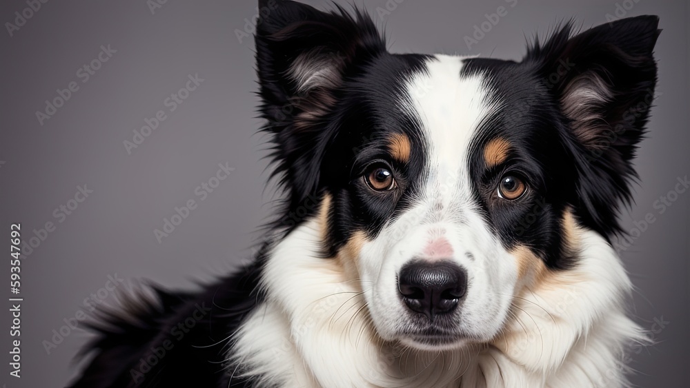 border collie on gray background