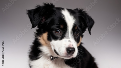 border collie puppy on a gray background © Alex