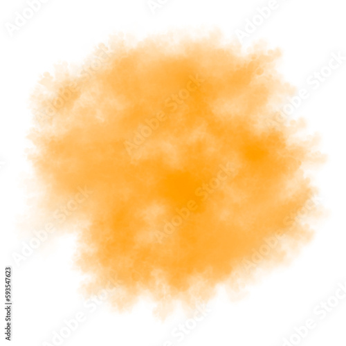 Abstract artistic powder paint. Motion of abstract yellow dust. orange smoke. Watercolor spot.