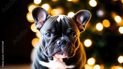 french bulldog puppy  on a dark background © Alex