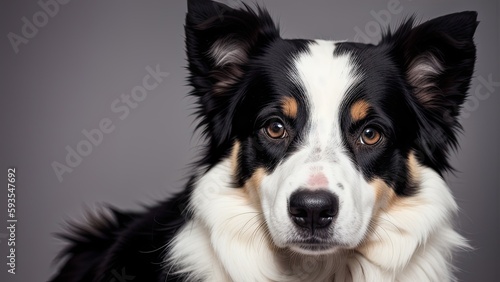 border collie on gray background
