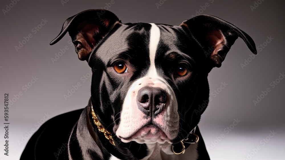 black and white dog english bulldog on a gray background black and white dog english bulldog on a gray background