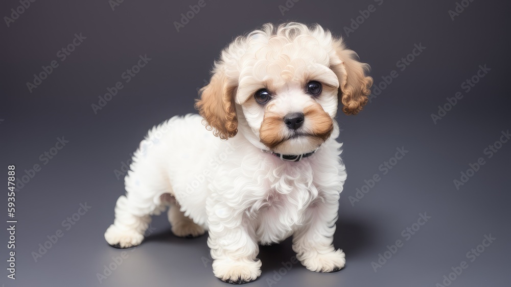cute poodle puppy on a gray background cute poodle puppy on a gray background