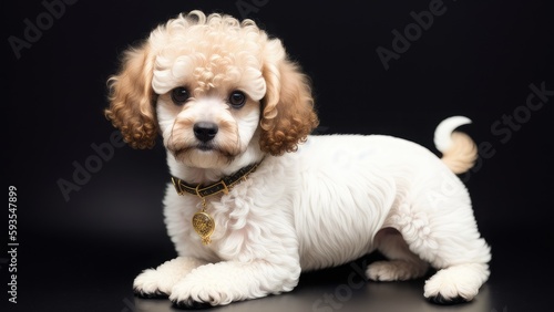 cute poodle puppy on a gray background