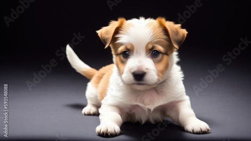 puppy dog on a gray background