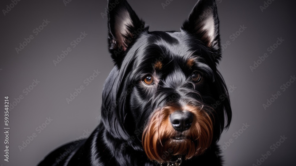 yorkshire terrier on a gray background