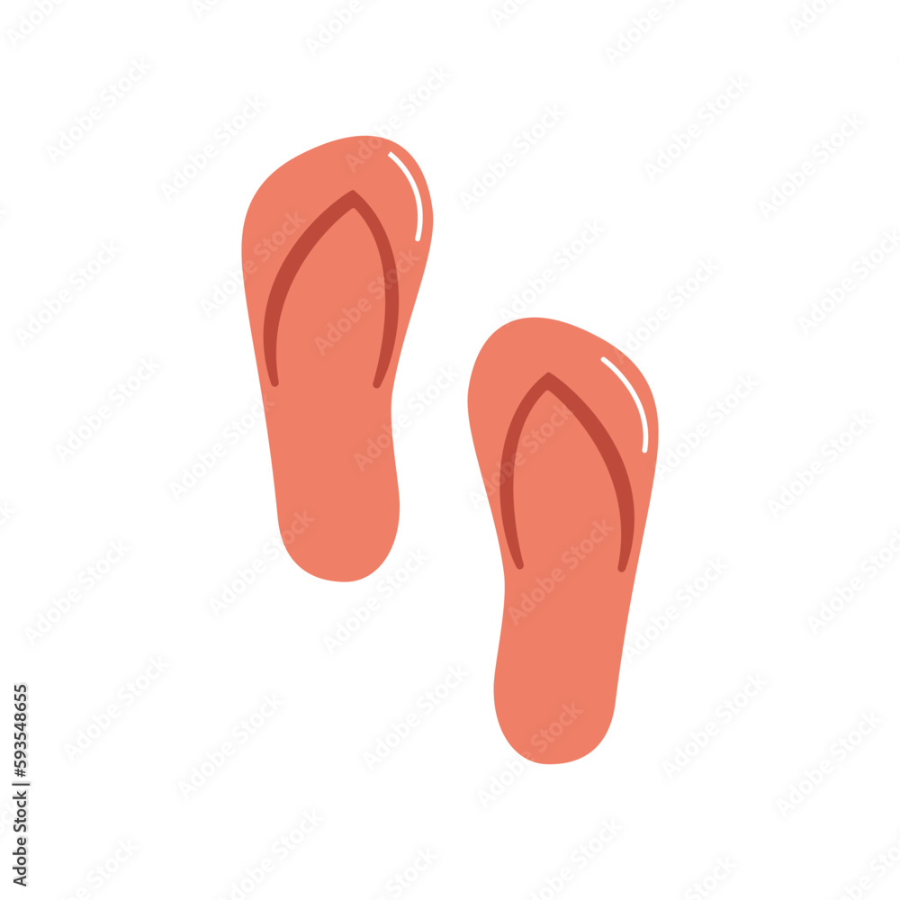 Beach slippers flat vector illustration isolated on white background Beach slippers flat vector illustration isolated on white background