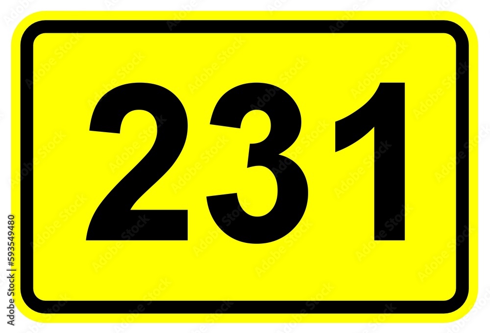 Illustration eines Bundesstraßenschildes der B 231 in Deutschland	