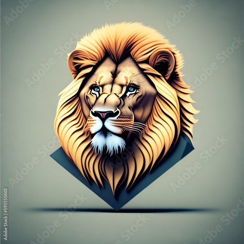 lion head in front. Lion head illustration. Roaring lion head mascot  colored version. Great for sports logos and team mascots. Generative AI