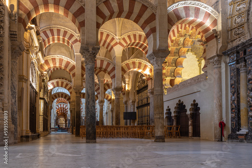 Interior of Mosque–Cathedral of Cordoba (Mezquita). Cathedral of Our Lady of the Assumption. Great Mosque of Cordoba, Spain © Belogorodov
