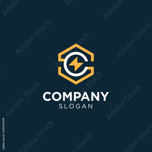 Modern Electric Logo design with SC or CS letter monogram