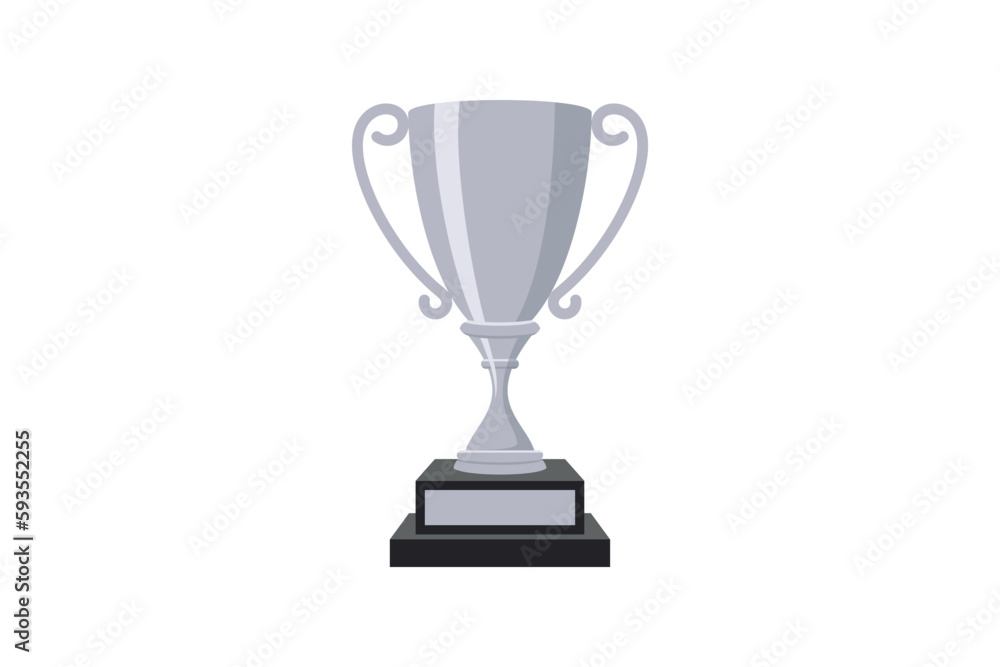 Silver cup or trophy for second place. metal goblet for sport competition. vector illustration Silver cup or trophy for second place. metal goblet for sport competition. vector illustration