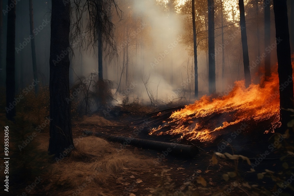 Emergency of fire spreading through the forest - Generative ai Emergency of fire spreading through the forest - Generative ai