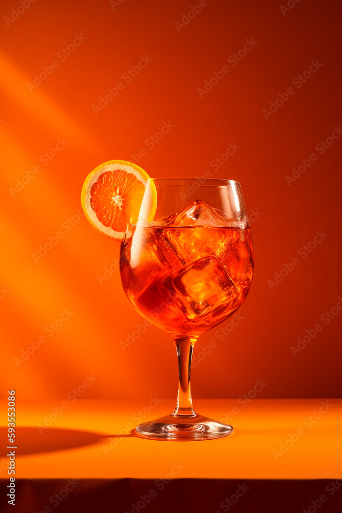 glass of aperol spritz cocktail isolated on orange background glass of aperol spritz cocktail isolated on orange background