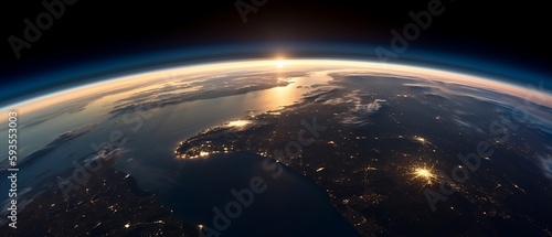 Breathtaking Panoramic View of Sunrise from Space - Generative ai