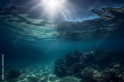 Sun's Underwater Spotlight: Illuminating Ocean's Beauty - Generative ai