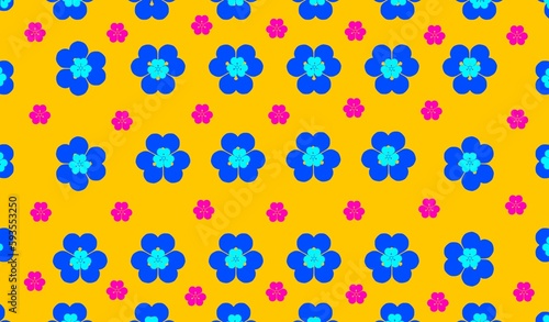 pattern with blue and yellow flowers