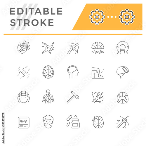 Set line icons of neurology