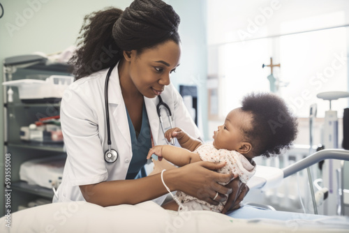 Doctor examining baby, generative ai