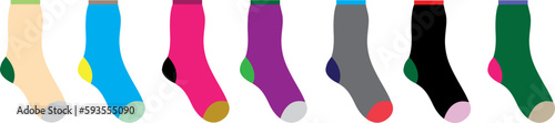 Set of colorful socks icons isolated on white background