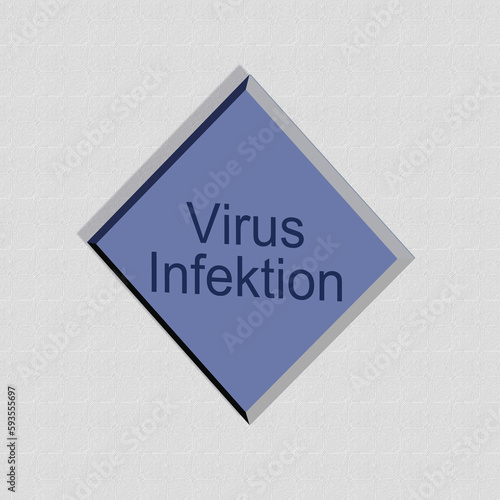 "Virusinfektion" - Wort, Schriftzug bzw. Text als 3D Illustration, 3D Rendering, Computergrafik
