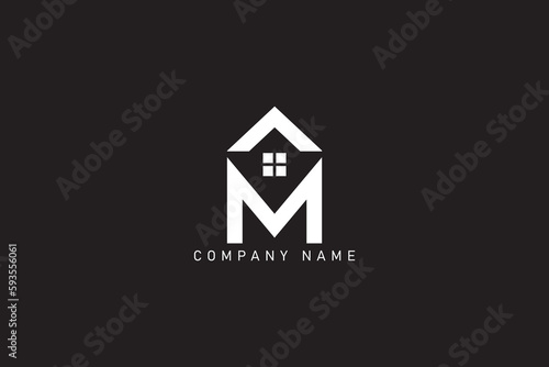 M and real Estate logo design 