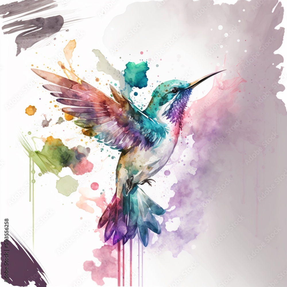 bird watercolor on white paper design