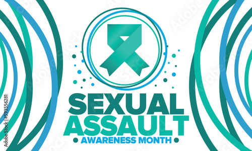 Sexual Assault Awareness Month in April. Annual campaign to promote education and the prevention of sexual violence. Social awareness symbol. Stop violence. Vector illustration