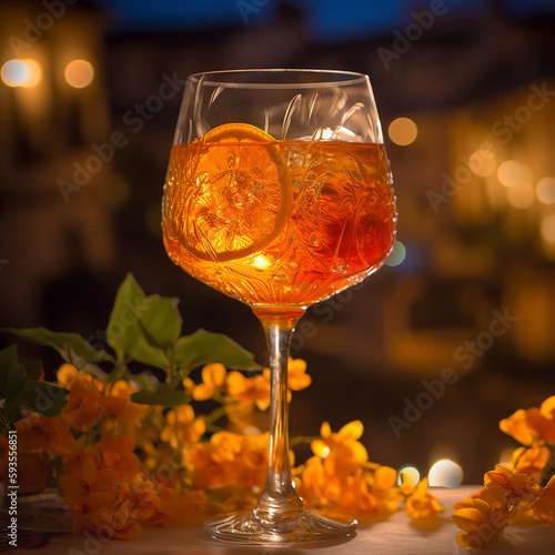 Sipping into Summer: Enjoying a Refreshing Glass of Aperol Spritz on a Warm Summer Night