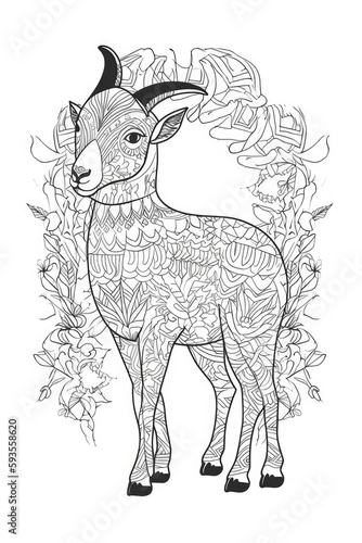 Coloring Pages for Kids Animals and Mystical Creatures in Fairy-tale Landscapes AI Generated 